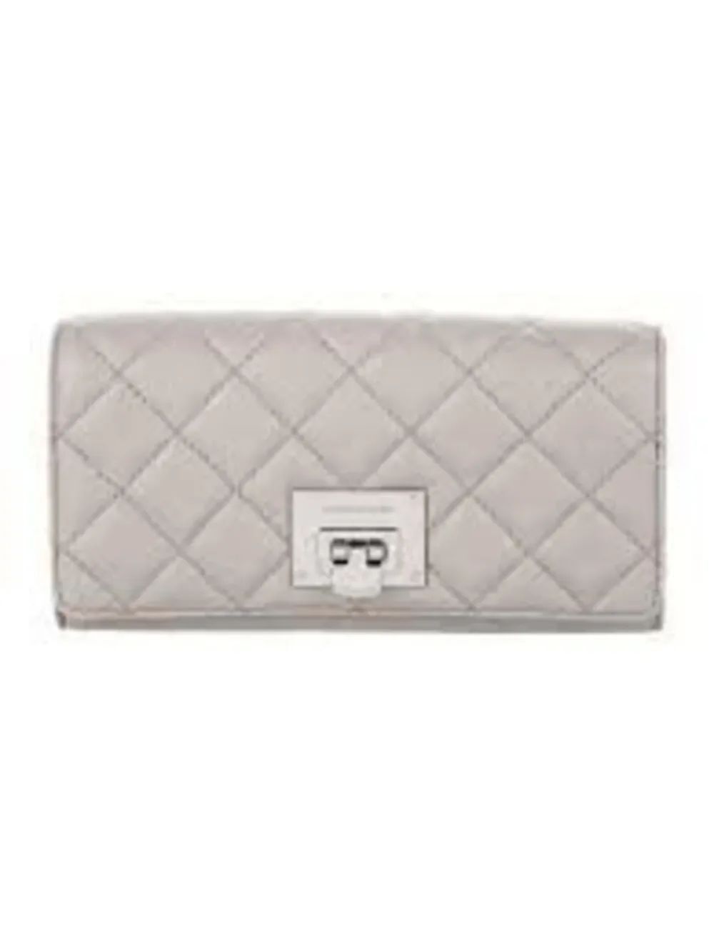 Michael Kors Astrid Quilted Leather Continental Long Wallet Light Gray Classic
